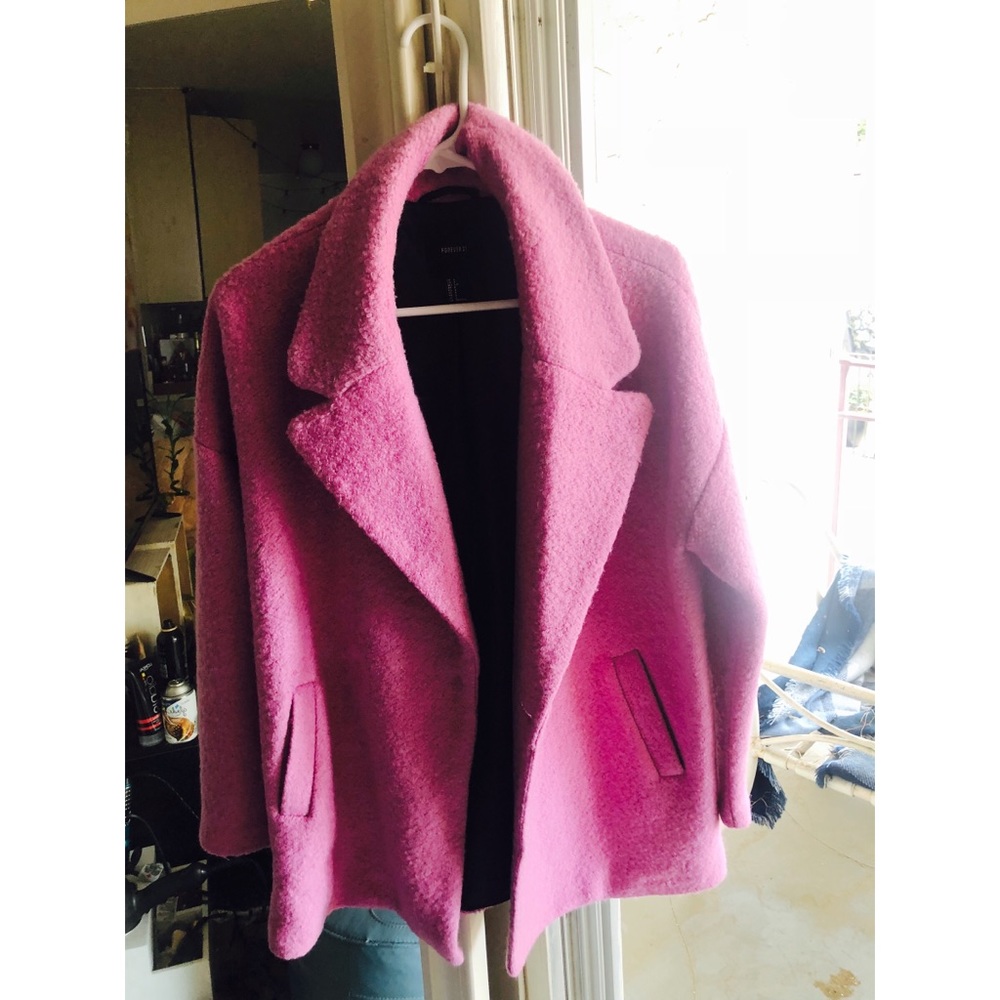Pink pea coat for that pop of color